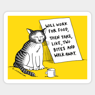 Cat Will Work For Food Sticker